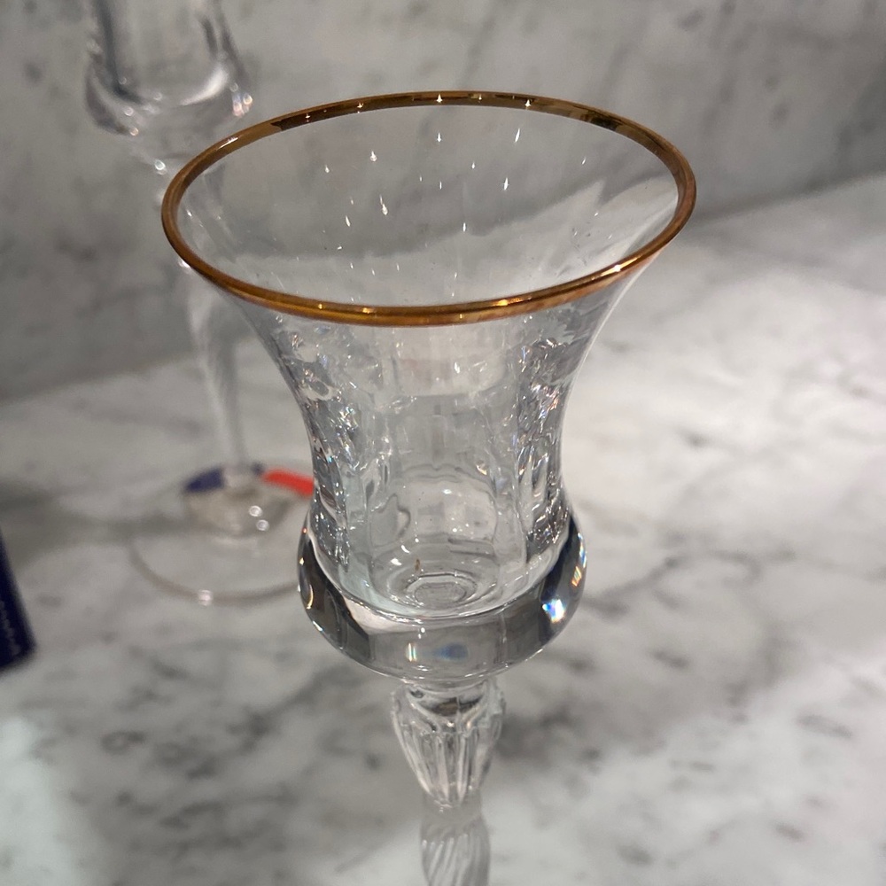 Pair of Royal Doulton Crystal Candlesticks with Gold Accents - Picture 3 of 7
